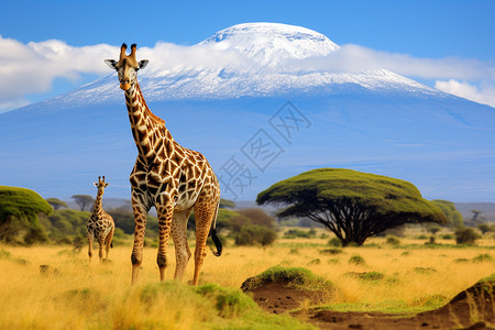 大草原的长颈鹿图片