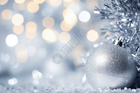 银色的小球圣诞节的饰品背景