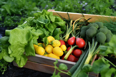 蔬菜框采摘放框里的蔬菜背景