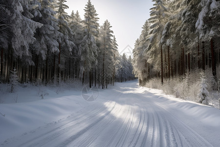 冬天森林里的场景背景图片