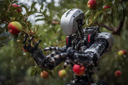 机器人在摘水果背景图片