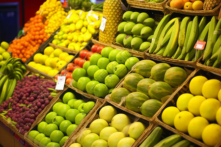 百货超市素材水果店的水果背景
