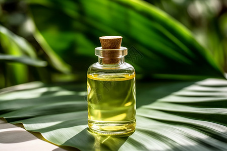 棕榈叶椰子油护肤品产品图背景