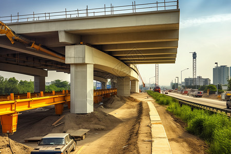 高速公路桥墩施工的大桥背景