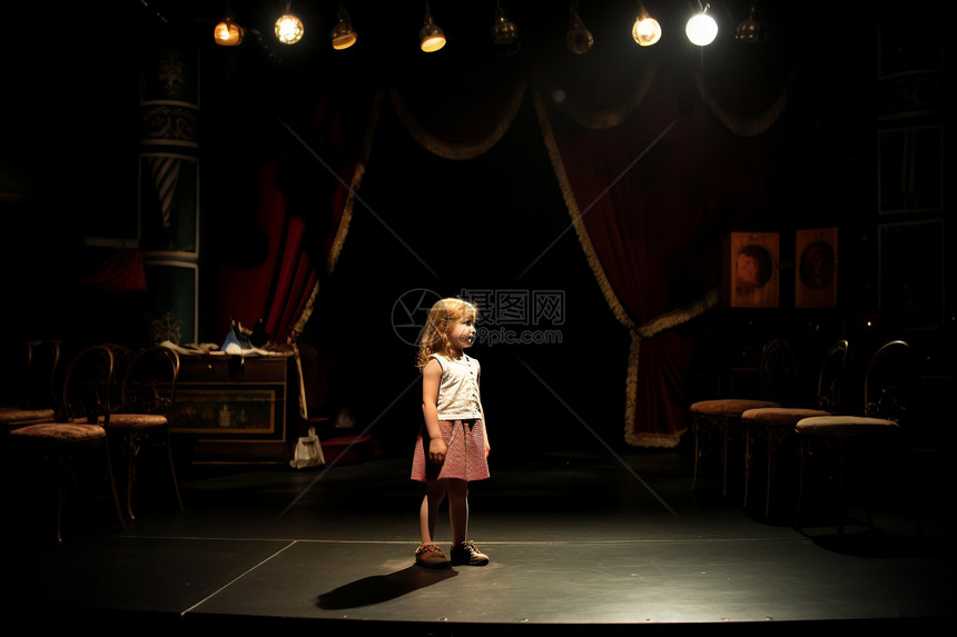 舞台上的小女孩图片