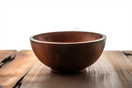 一只复古木碗背景图片