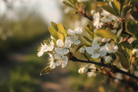 春天枝头的梨花背景图片