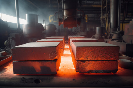 烧红的铁块工业钢块高清图片