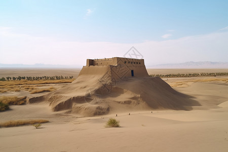 沙漠里的文物古迹图片