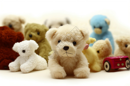 坐地上的熊可爱的玩具熊背景