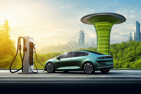 新能源车辆充电的汽车设计图片