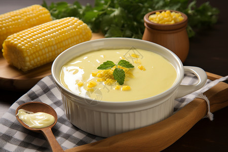 奶油玉米汤有营养的玉米沙拉背景