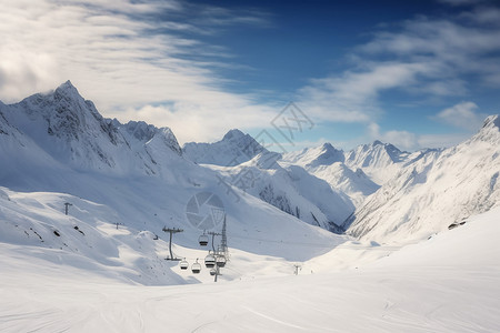 白皑皑的滑雪场高清图片