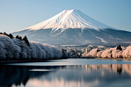 火山景观日本河口湖高清图片