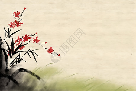 艺术图素材画中有一枝兰花插画