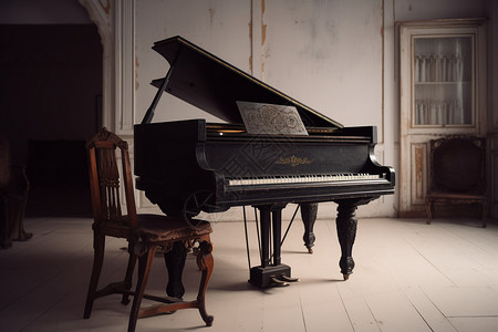 老式钢琴的细节描写图片