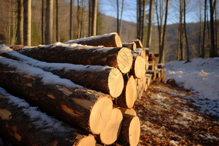 冬季砍伐树木图片
