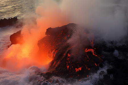 火焰喷发火山喷发的岩浆背景