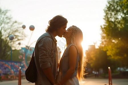 在街道上亲吻拥抱的人背景图片