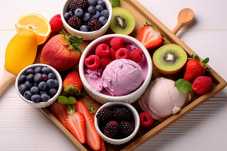 巧克力冰沙水果和冰淇淋食品背景