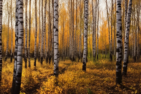 秋天的桦树林背景图片