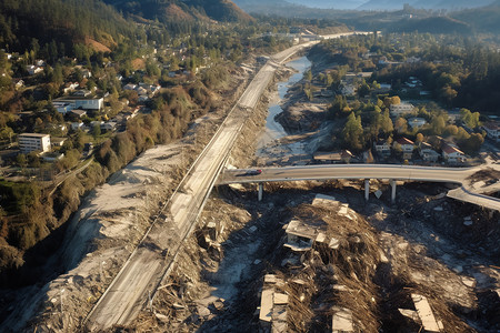 泥石流对基础设施的影响高清图片