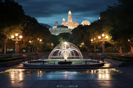 公园里的喷泉背景图片