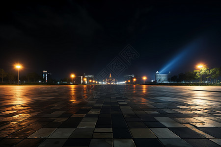 灯光照射的广场背景图片