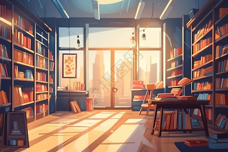 阳光照射的书店背景图片