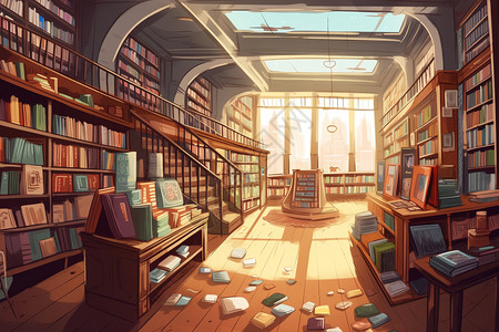 书店的室内自然采光背景图片