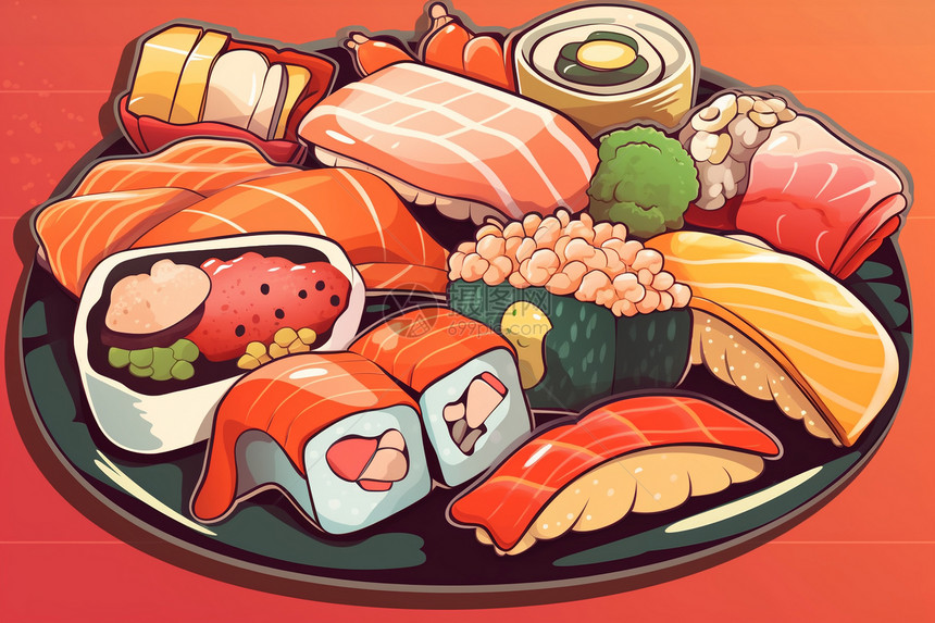 美味的寿司贴纸插图图片