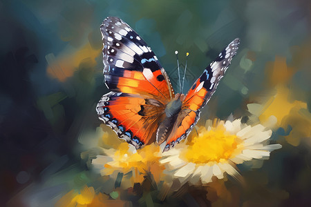 蝴蝶停留在花朵上背景图片