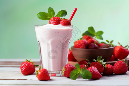 酸奶和草莓的图图片