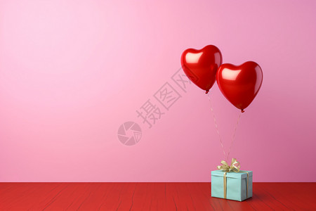 创意粉色插图礼物和气球背景