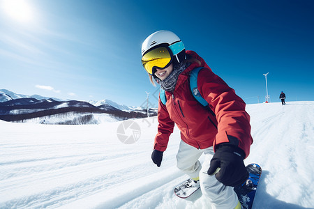 享受滑雪的女孩图片