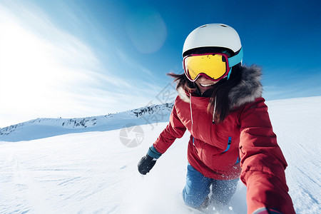 户外滑雪的女孩图片