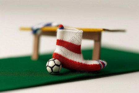 三维模型合成运动袜子下的足球背景
