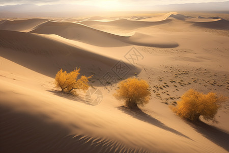 沙漠里的草木背景图片