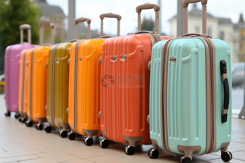 不同颜色的行李箱图片