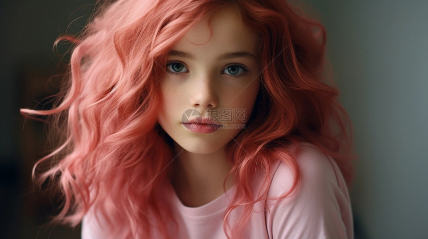 粉色头发小女孩图片