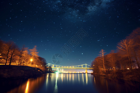 夜晚的河流背景图片