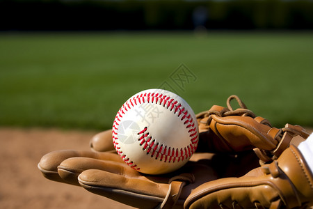 棒球团队手套上的棒球背景