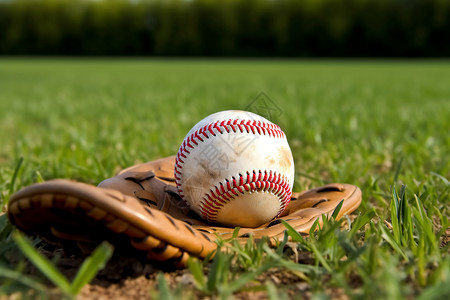 草地上的棒球背景图片