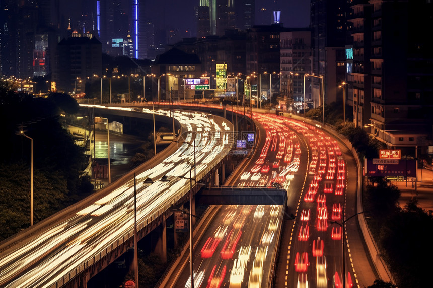 现代发展中城市的交通场景图片