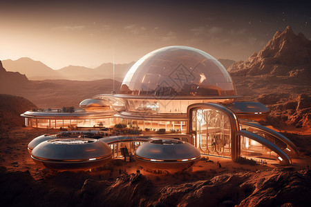 火星大冲未来派外星殖民地概念图设计图片