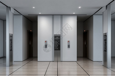 建筑内灰色的电梯图片