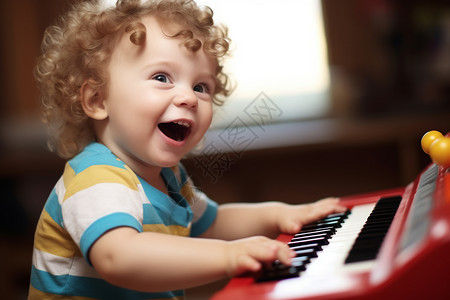 可爱钢琴素材小男孩弹钢琴背景