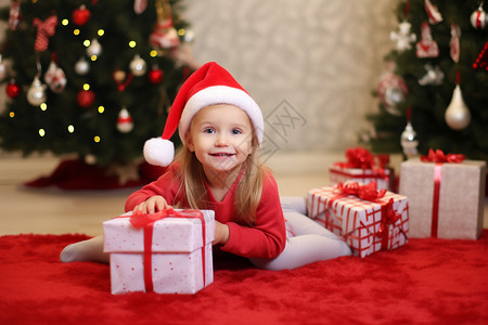 漂亮的女孩有趣的圣诞高清图片