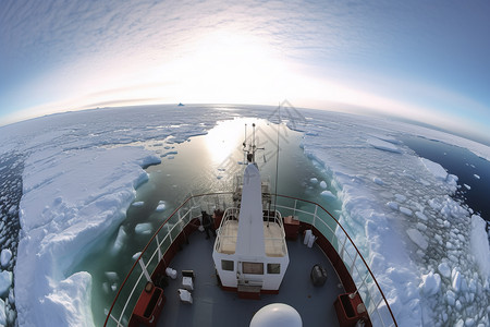 破冰船甲板上的视野背景