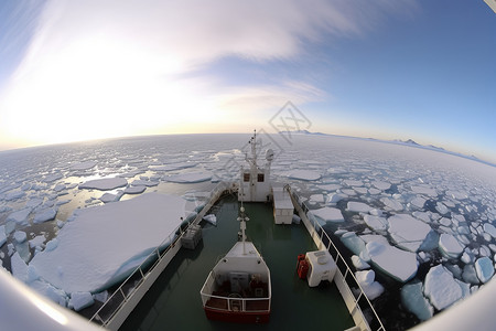 破冰船海上航行的破冰时刻背景
